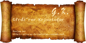 Gfrörer Krisztofer névjegykártya